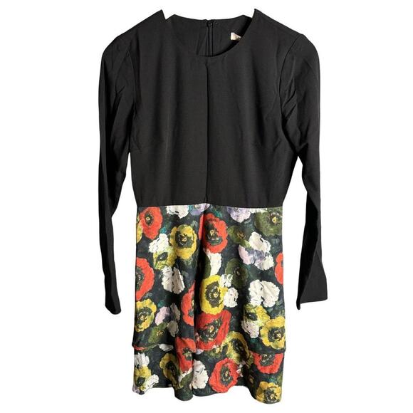 Hutch Floral Twofer Tiered Fit & Flare Dress Black Multi Size 2 NWT - Picture 3 of 6
